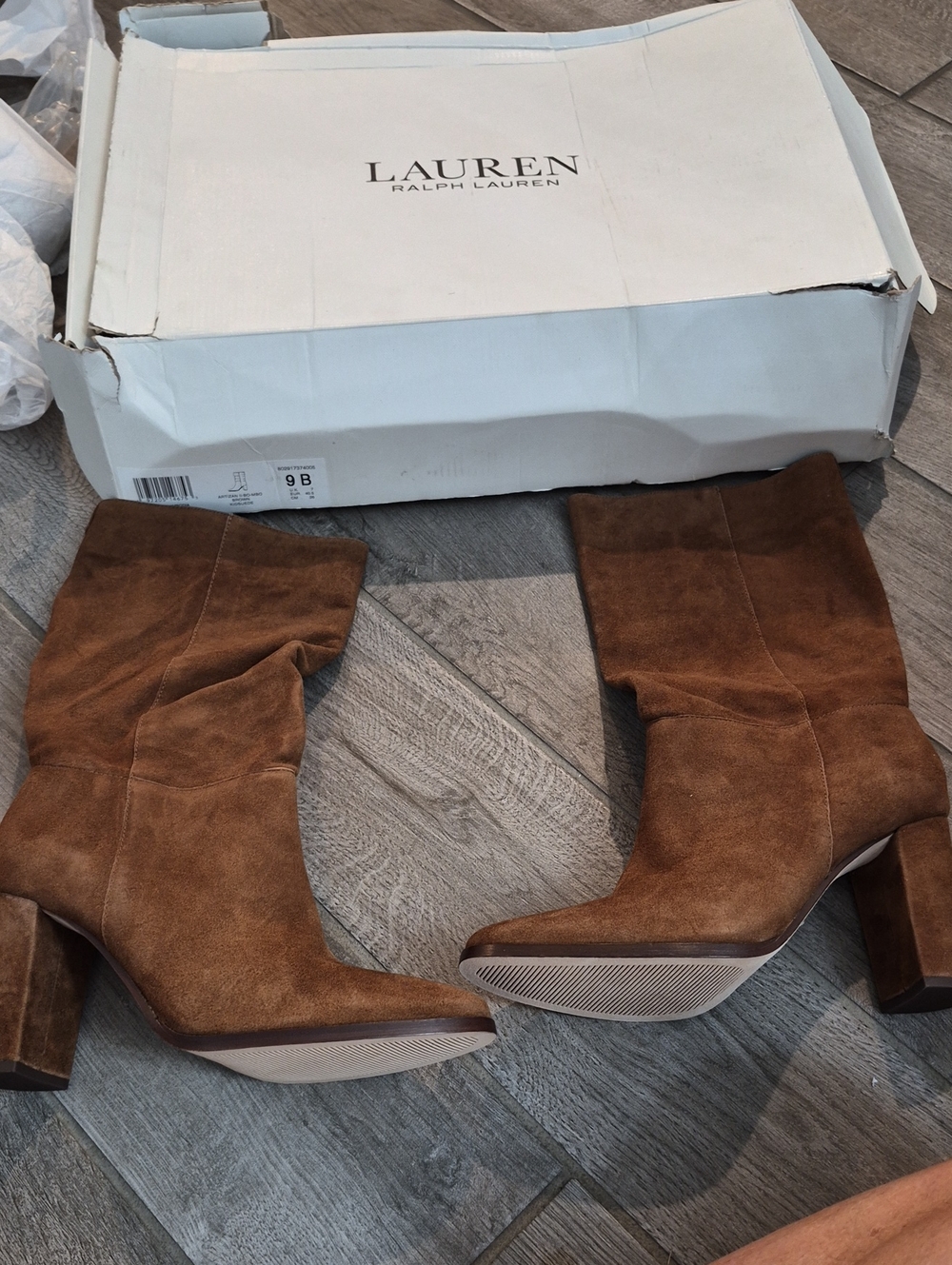 LAUREN RALPH LAUREN ARTIZAN II BROWN SUEDE BOOTS WOMEN'S SZ 9B NEW